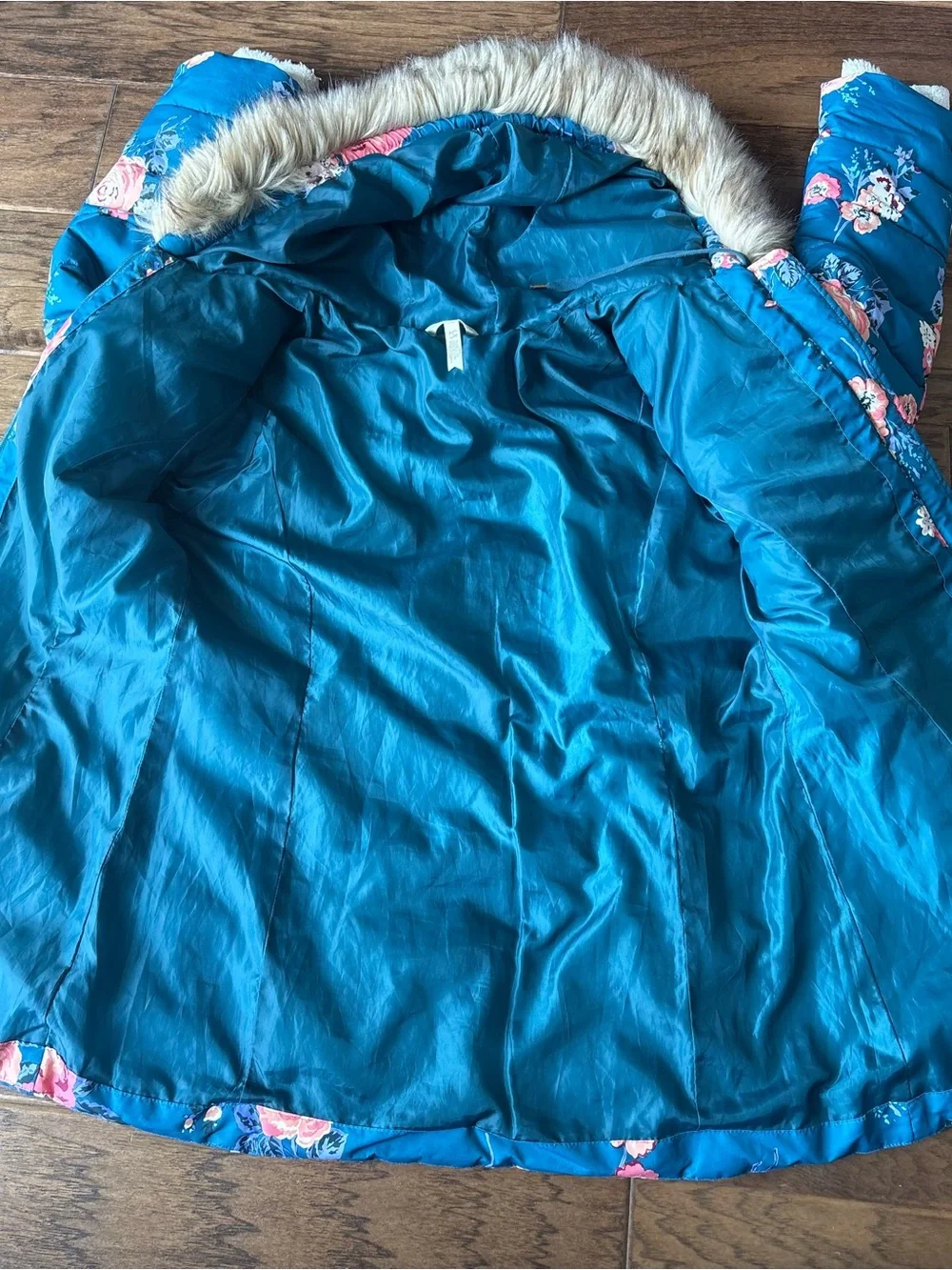 Matching mommy and me set!!!! Matilda Jane Teal Floral Hooded Puffers!